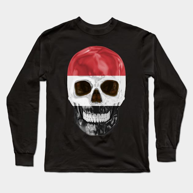 Yemen Flag Skull - Gift for Yemeni With Roots From Yemen Long Sleeve T-Shirt by Country Flags